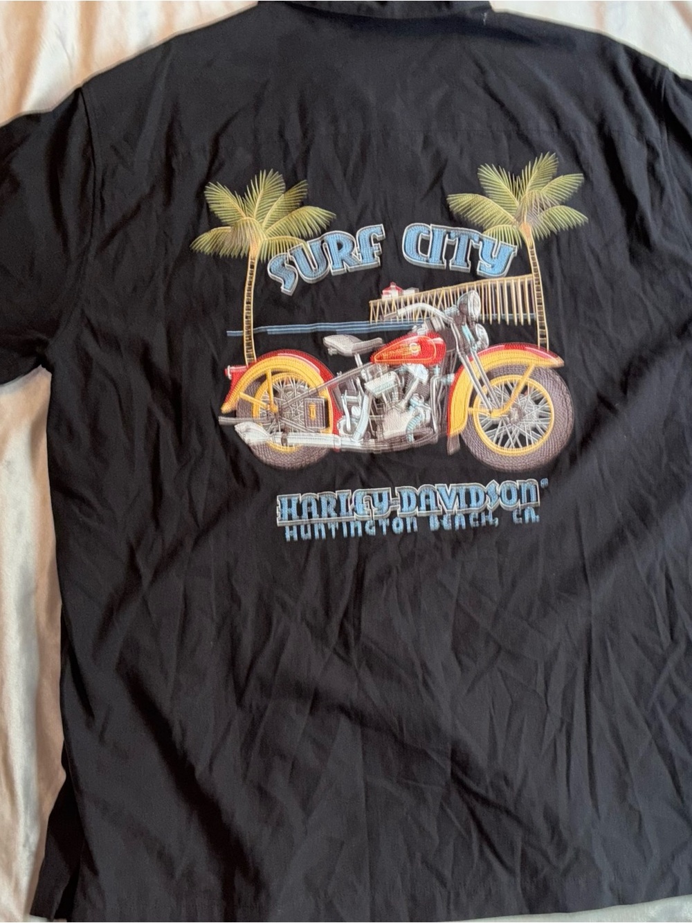 Harley-Davidson Black Surf City Motorcycle Button-Down Shirt